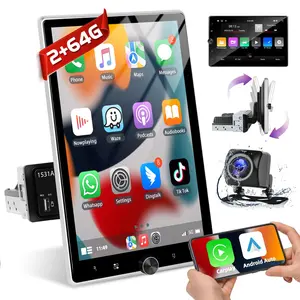 10.4" HD LCD Single Din Car Radio CarPlay Screen for Car - 2G+64G Vertical Touchscreen Stereo with Wireless CarPlay, Android Auto, Voice Control, Mirror Link, GPS, Bluetooth, RDS/FM, Mic, Backup Camera fathersdaygift