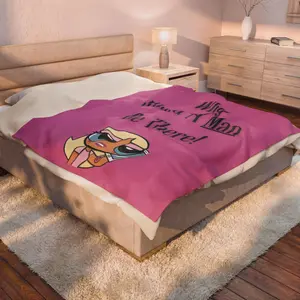 Why Would A Man Be There Pink Blanket | Cartoon Blonde Character Velveteen Plush Blanket