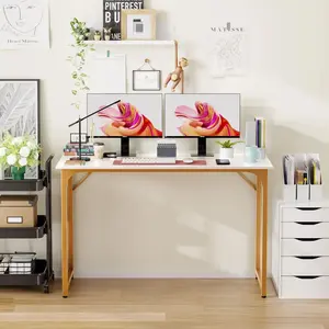 BestOffice 47.2" Computer Desk with Metal Frame, Modern Simple Style Workstation