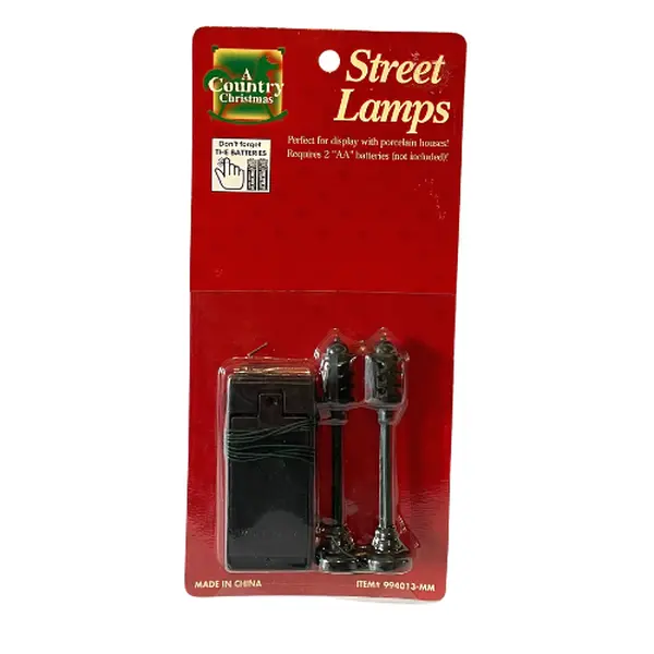 Vintage Christmas Village Light-Up Street Lamps Set – 2 Pack Battery Operated