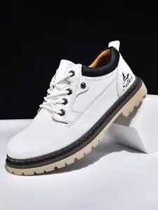 Men's Handmade Casual Boots, Fashionable Lace-Up Low-Top Boots, Suitable for All Seasons Outdoor Hiking and Daily Wear, Thick Sole Comfort