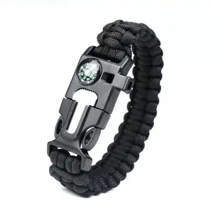 2PC Outdoor Survival Paracord Bracelet with Compass - Men's Accessories, Emergency Camping & Hiking Tool for Survivalists