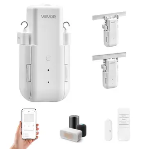 【FathersDayGift】 VEVOR Automatic Curtain Opener, APP and Remote Control, Hub Included, Electric Smart Curtain Opener Compatible with Alexa and Google Home, Timed Opening and Closing, for U-shaped/I-shaped Rails