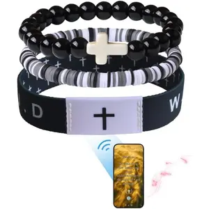 Christian Scripture Wristbands, WWJD Bible Verse Scan Bracelets, Religious Gifts for Men Women, Christmas  Religious Faith Scripture Gifts for Women Men Stackable Fashionable