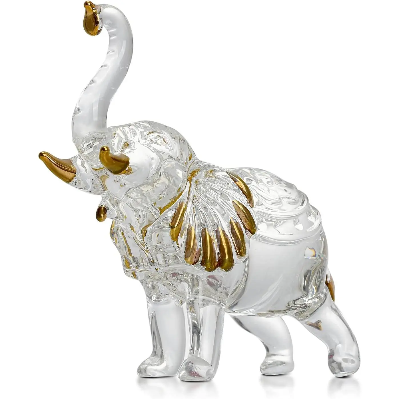 Handcrafted  Glass Elephant Statue - Elegant Elephant Figurines for Home Decor Holiday Party  Gifts (5.7IN)