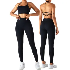 BEGOING High Waisted Tummy Control Side Pocket Shaping Training Leggings+ Sports Bra