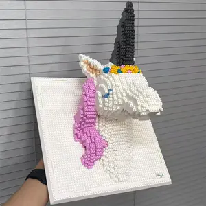 1700pcs Unicorn Building Blocks Set, Granular Bricks, Desktop Decoration, Birthday Gift, Animal Shape Christmas Present