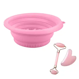 Foldable Facial Ice Bowl Scraping Roller Set, Portable Silicone Safety Material, Reusable Cold Therapy Scraper, Essential Facial Care Tools, Self Care Tool