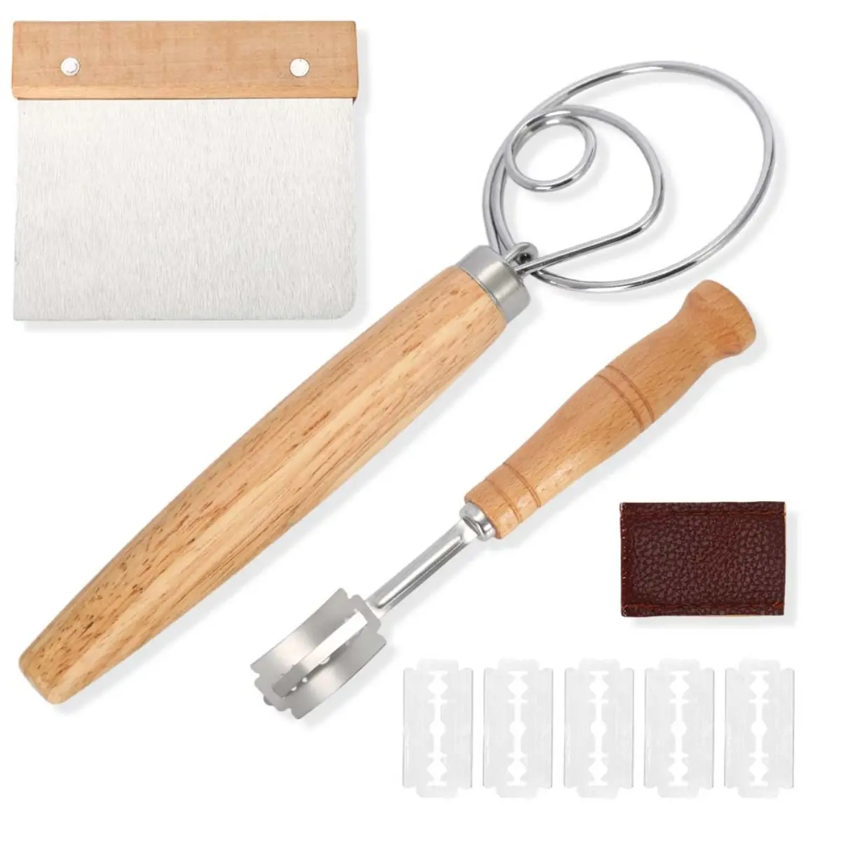1 Set of Bread Making Tool Set, Including Danish Dough Mixer, Bread Cutter, Scraper and Blade, Suitable for Manual Bread Baking