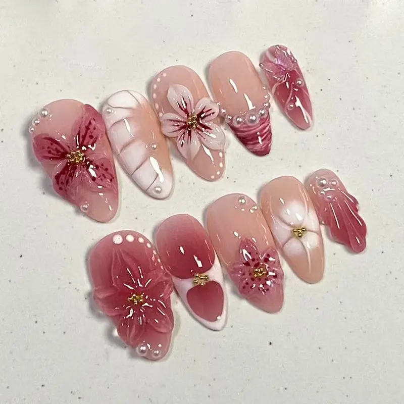 30pcs Almond Nail Art Set, Glossy Finish, Medium Length, Multi-Pack, Includes Jelly Glue & Nail File, Perfect for Dating Office Home Party, Almond Fake Nails, Nail Art Supplies