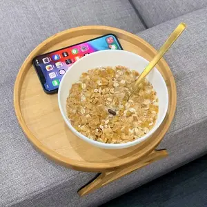 Wooden Sofa Armrest Shelf Table, Practical TV Snack Rack, Remote Control Coffee Snack Holder, No Food Contact, Ideal for Living Room