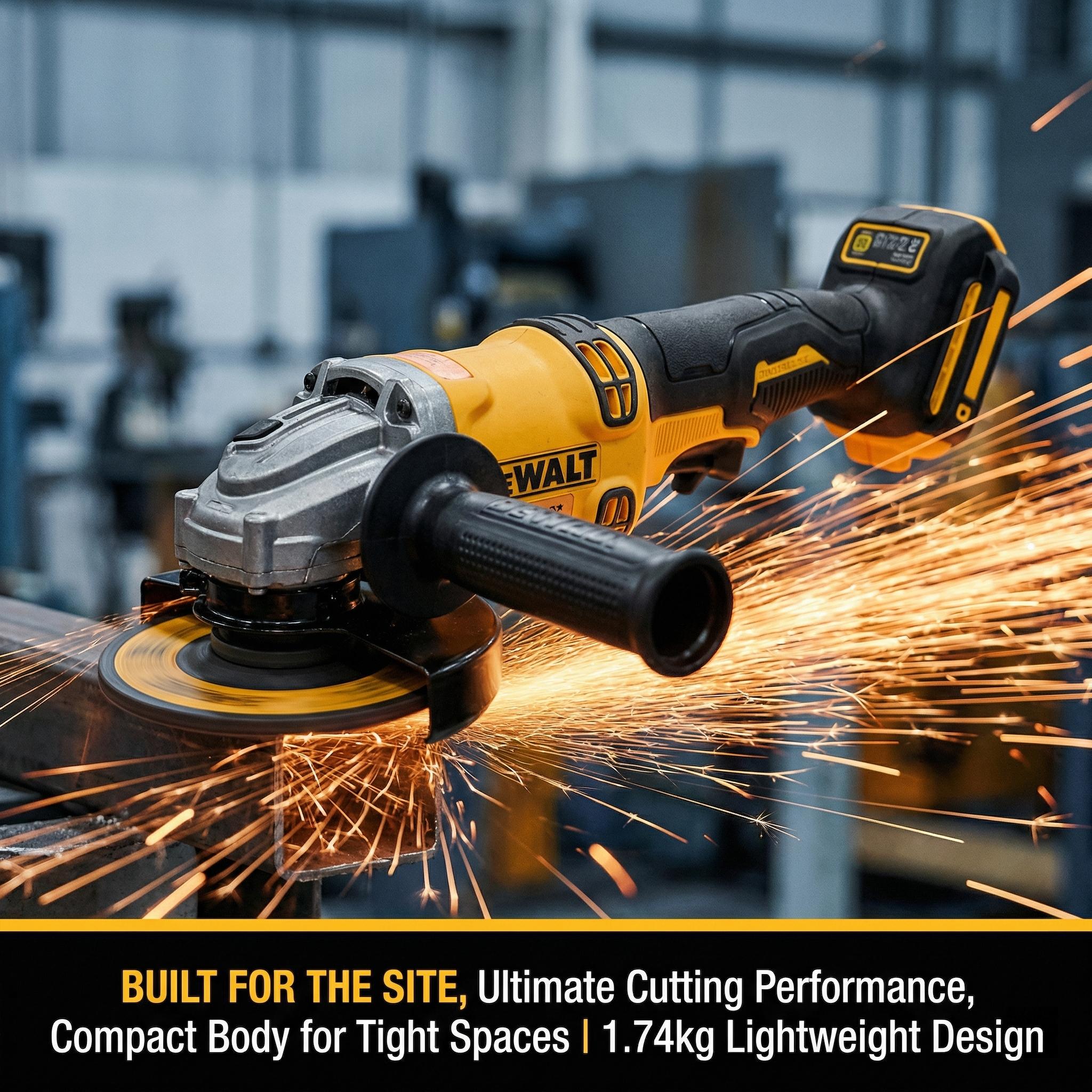 Dewalt DCG405-125 20V Grinder Bundle: Side Slide Switch, 6mm Wheel Thickness, One Battery & Charger