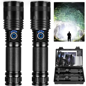 2 Pack Rechargeable LED Flashlight with 5 Lighting Modes - High Lumen Waterproof Portable Flashlight, Suitable for Home Camping, Survival Kit Supplies and Daily Emergencies, Strong Light Zoom Flashlight - Practical Camping Flashlight, New Year Gift