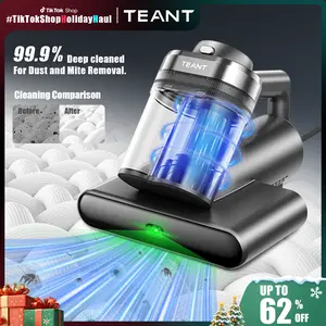 Teant Powerful Mattress Bed Vacuum Cleaner, 2-Speed (14kPa/18kPa) Mattress Vacuum with Green Light Dust Detection, 253.7nm UV-C Light, LED Display, HEPA Filter, 149℉ Heat, Aroma for Bed Couch Carpet