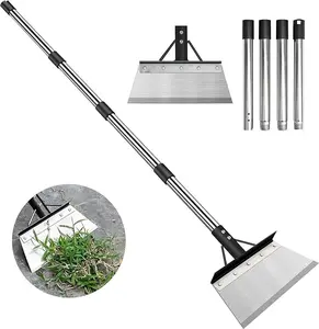 Heavy Duty Garden Shovel with 59" Extendable Pole, Detachable Blade & Steel Head - Multifunctional Steel Scraper for Weed Removal, Digging