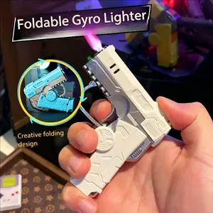 Fingertip Rotating Butane Lighter, Refillable Windproof Torch Lighter for Cooking (Butane Not Included)