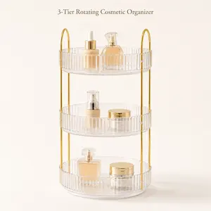 UFORU 360° Rotating Cosmetic Organizer: Extra-large capacity, made of transparent acrylic, perfect for storing cosmetics and skincare products; multi-layer rotating design, ideal for bathroom vanities, and a perfect birthday gift.
