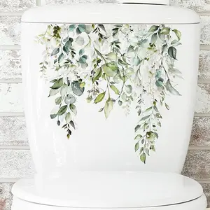 1 Piece Tropical Green Plant Leaf Toilet Sticker Bathroom Decoration Accessories Wall Sticker Self Adhesive Home Decoration