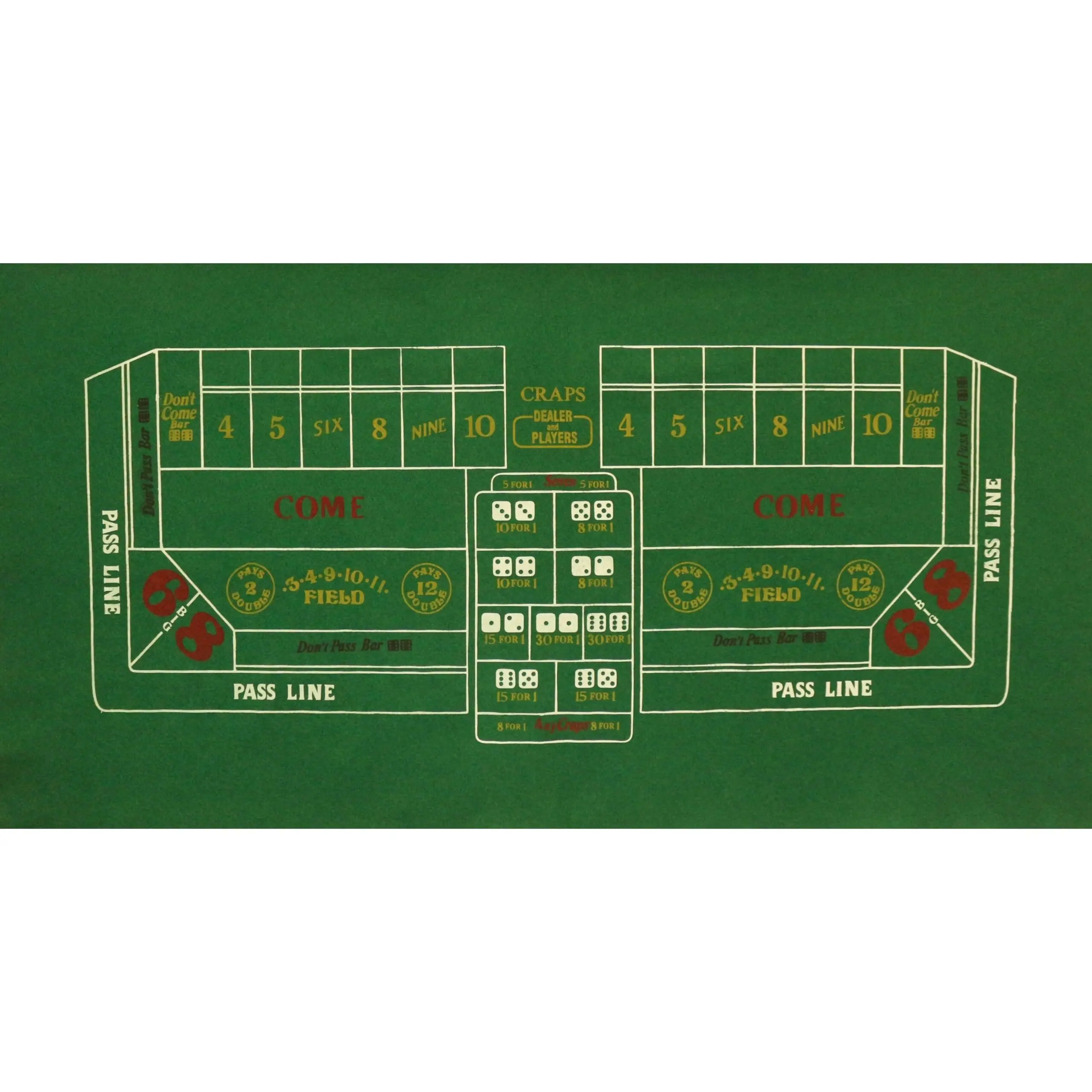 Craps Layout - Homestyle Felt