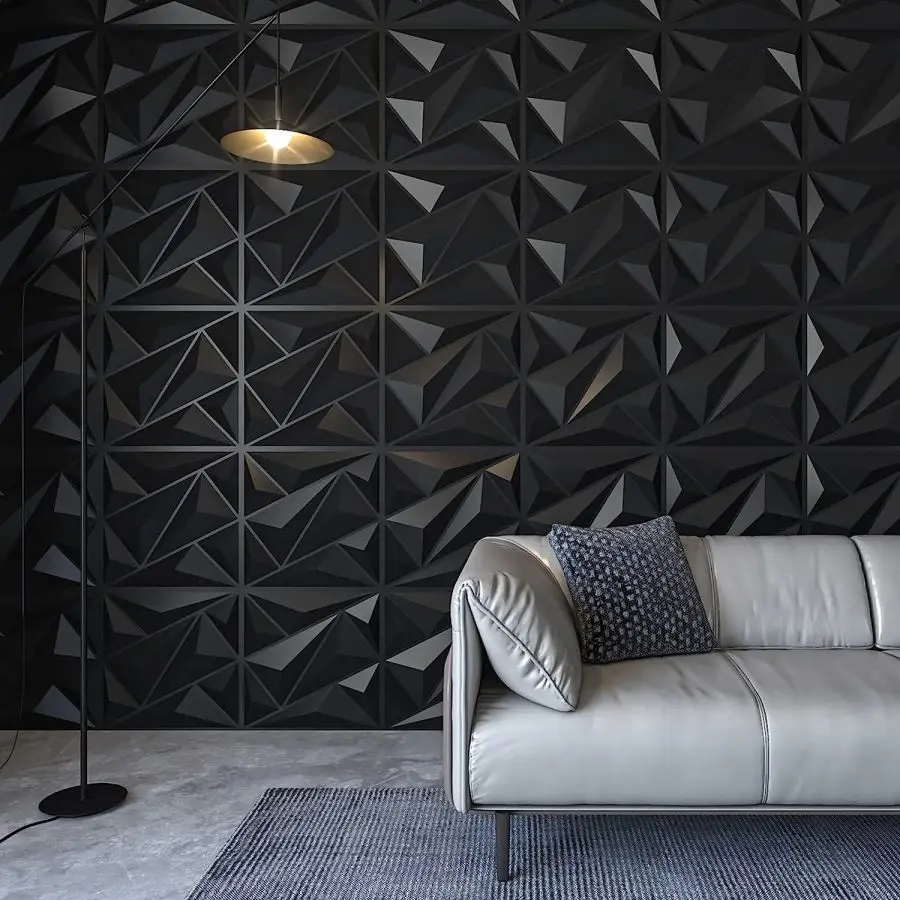 Aadesh 3D Wall Panel, PVC Wall Panels (Includes Roll of Mounting Tape), Interior Wall Decor, Geometric Texture Pattern for Living Room, Lobby, Bedroom, Hotel, Office, Game Room, TV Backdrop, 11.8 x 11.8 inches (Approx. 30 x 30 cm), White/Black/Pink/Gray