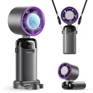 4-in-1 portable refrigeration handheld turbo fan with 199 speed settings, 21,000 revolutions per minute, 12hour cooling, digital display, 120° rotation, USB charging, mini handheld personal fan.Suitable for travel, indoor use, and office desk usage