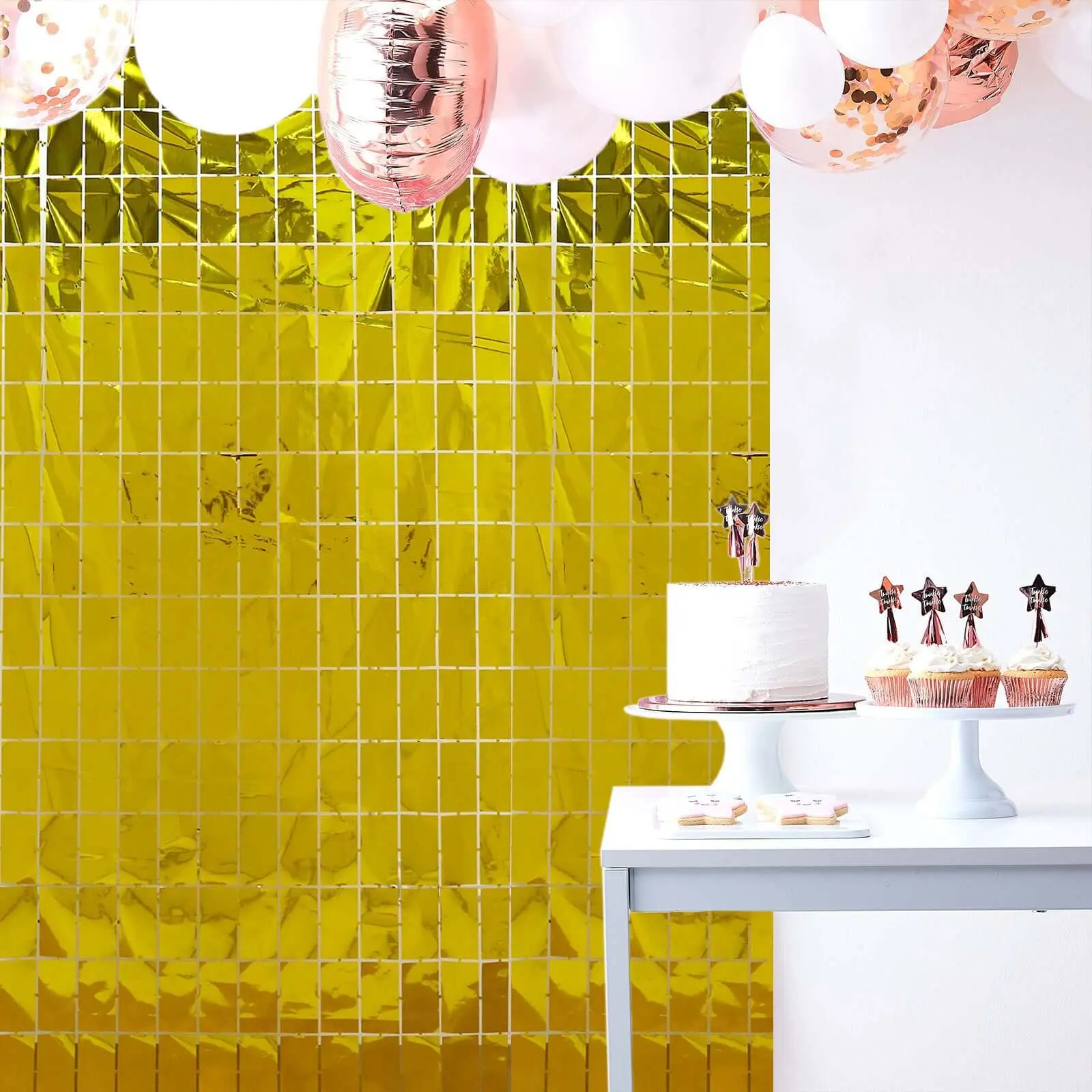 Shiny Gold Metallic Foil Rectangle Curtain - 3ftx6.5ft Party Decoration Supplies for Birthday, New Years, Holiday, Engagement Door Window Backdrops, Birthday Party Backdrop, New Years Backdrop