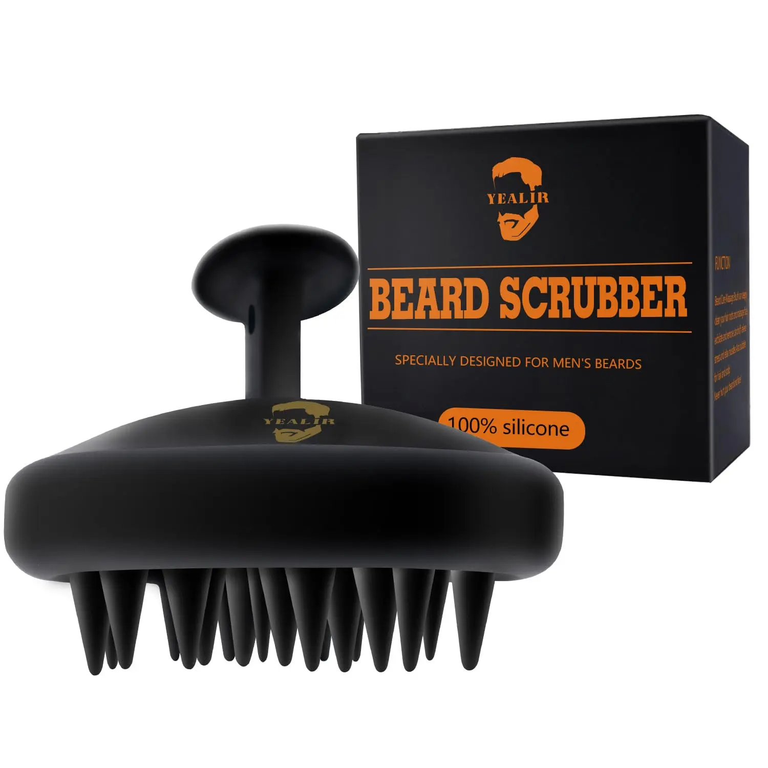 YEALIR Silicone Beard Scrubber and Massager, Exfoliating Beard Care Brush for Deep Cleansing and Itch Relief, Promotes Healthy Growth, Wet & Dry Use for Men