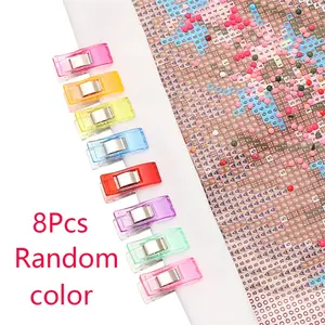 8pcs Random Color 5D Diamond Painting Clips, Patchwork Garment Clip, Keeps Painting Canvas Steady, Cross Stitch Fabric Blinder Accessories
