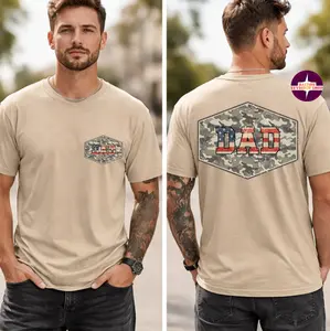 Camouflage Dad Shirt, Retro Varsity Dad Tee, Duck Camo Father’s Day Gift, USA Flag Retro Dad tee, Fathers Day Gift