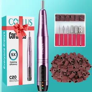 COSLUS C20 Professional Electric Nail Drill Kit - Cordless Rechargeable with 6 Bits & 60 Sanding Bands for Acrylic Gel Nails - Lightweight Portable for DIY Manicure Pedicure - Quiet Low Heat Design - Ideal for Home Salon Use, Nail Drill Bits, Beginner Man