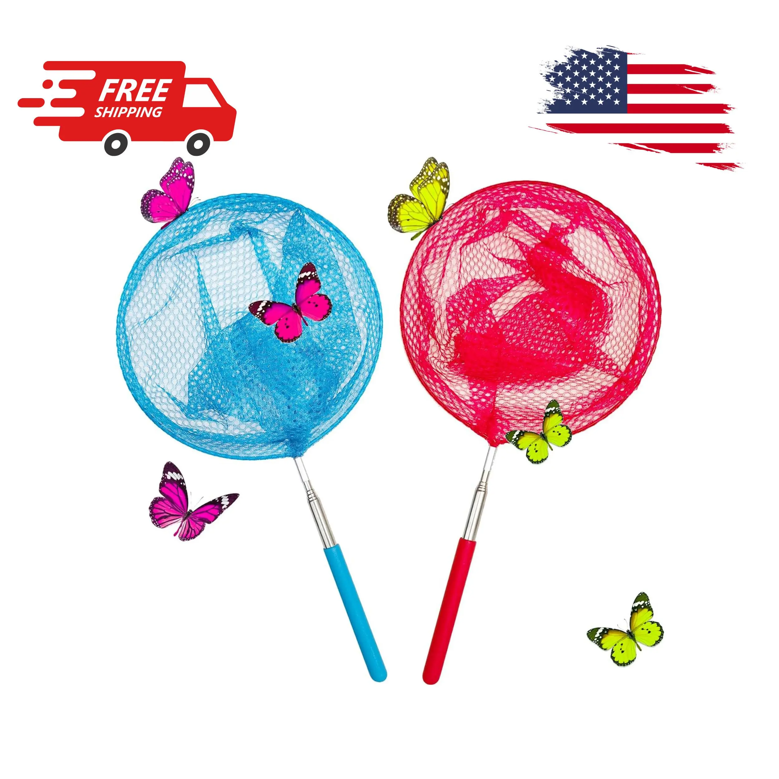 2 Pack Kids Telescopic Butterfly Fishing Nets