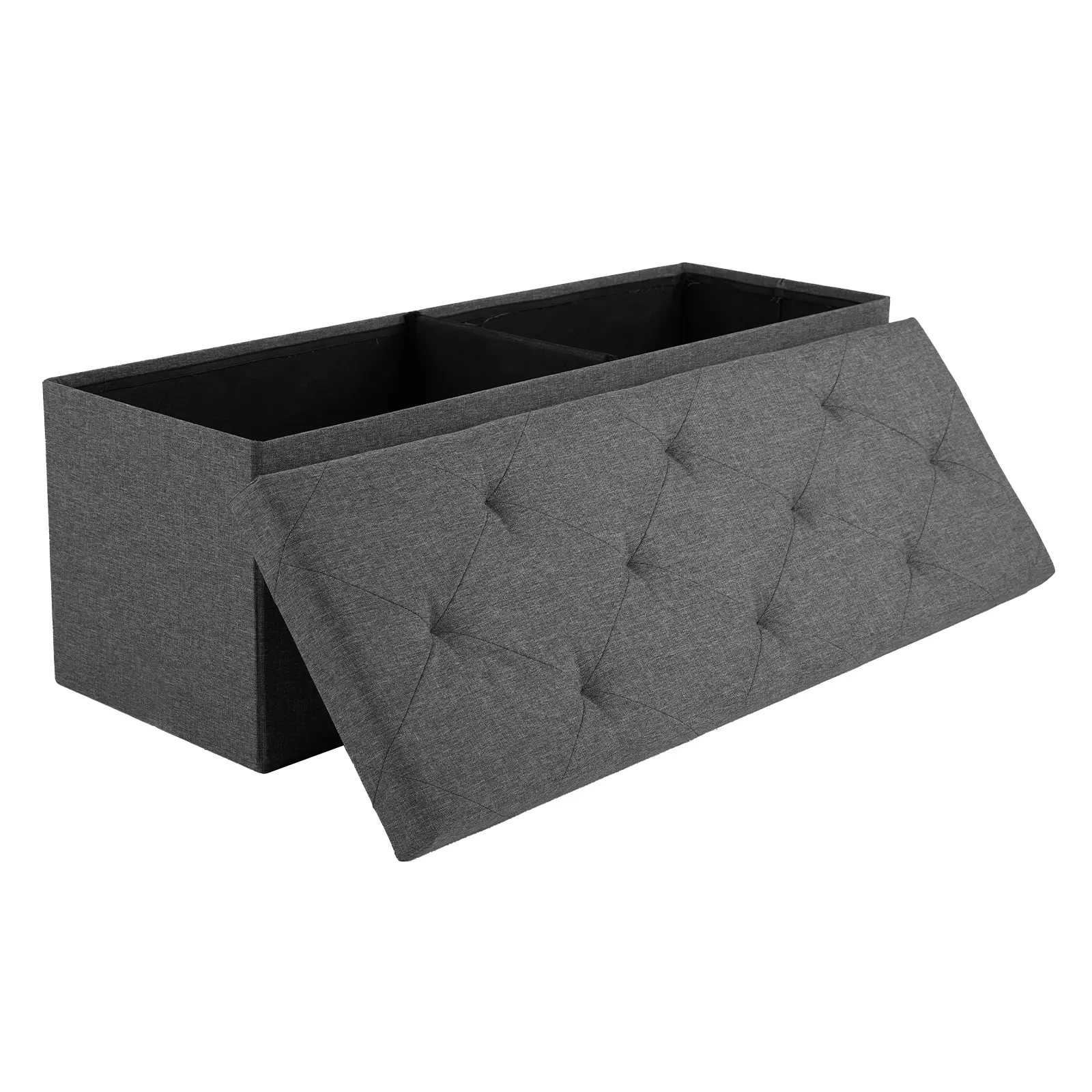 3-in-1 Foldable Footstool with Storage - Upholstered Cushion Backless Furniture, MDF Board Compact Storage Bench, Padded Seat for Bedroom, Living Room