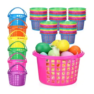Mini Plastic Handle Bucket for Kids Easter Baskets, Multi-Pack (3/6/12 Pieces), Colorful Spring Egg Hunt Party Supplies, Versatile Use, Ideal