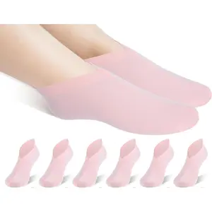 3Pairs Foot Moisturizer Socks, Moisturizing Socks Overnight, Cotton Spa Sock for Cracked Heel Repair, Spa Moisturizings Sock for Women and Men, Pink