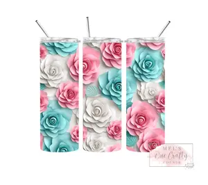 DISCOUNTED FLORAL TUMBLERS 20 OUNCE COLD & HOT DRINKS Bottle Drinkware Straw