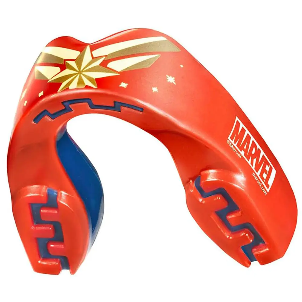 SafeJawz MARVEL Sports Mouthguard Dual Layer Premium Mouth Guard with Case for Basketball, Football, MMA, Hockey - Adult - CAPTAIN MARVEL