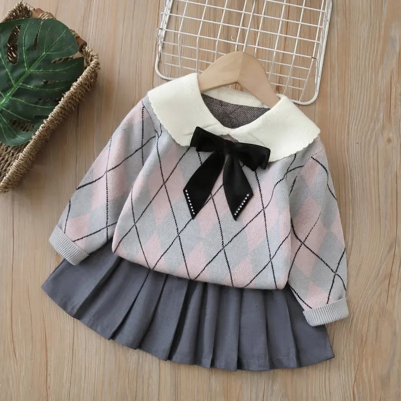 Girls Suit Pleated Skirt College Style Girls Suit