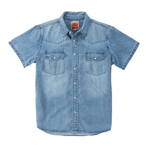 The Wyatt Pearl Snap Short Sleeve Denim Shirt