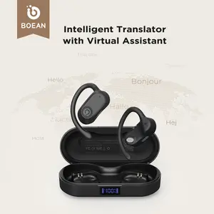 Wireless Bone Conduction Translation Earbuds with APP Support 134 Languages Translate, Intelligent Translator with Virtual Assistant, Bluetooth 5.4