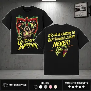 Limited WWE THE ULTIMATE WARRIOR T-Shirt, Graphic Tees for Boys, Unisex Top, Vintage Y2K Aesthetic, Sweatshirt graphic tee, anime oversize Cotton Fit Oversized
