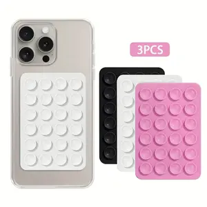 3-pack silicone suction cup square single-sided multifunctional silicone mobile phone suction cup holder Phone Holder Design