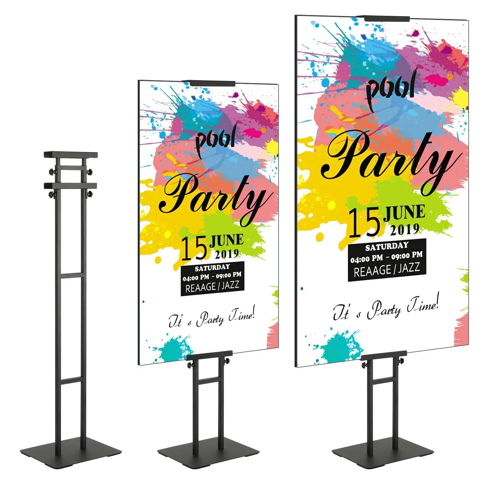【SummerFinds】VEVOR Poster Stand, Adjustable Height Up to 75", Double-Sided Heavy Duty Pedestal Sign Holder, Floor Standing Sign Holder Banner Stand with Shock-absorbing Base for Display, for Board and Foam, Black