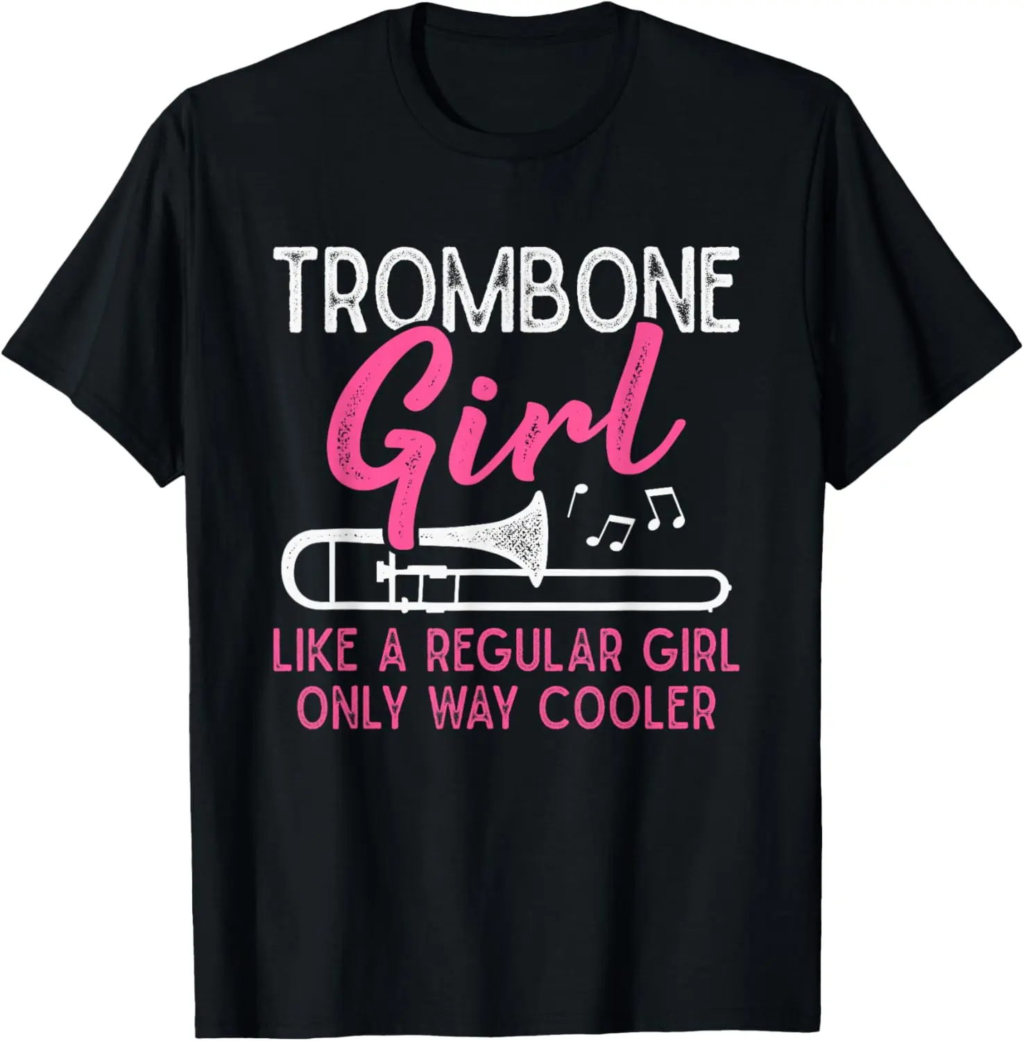 Women's 100% Cotton Short-Sleeve Round Neck Distressed Casual Streetwear Unisex Funny Trombone Player T-Shirt, Shortsleeve, Top, Tshirt