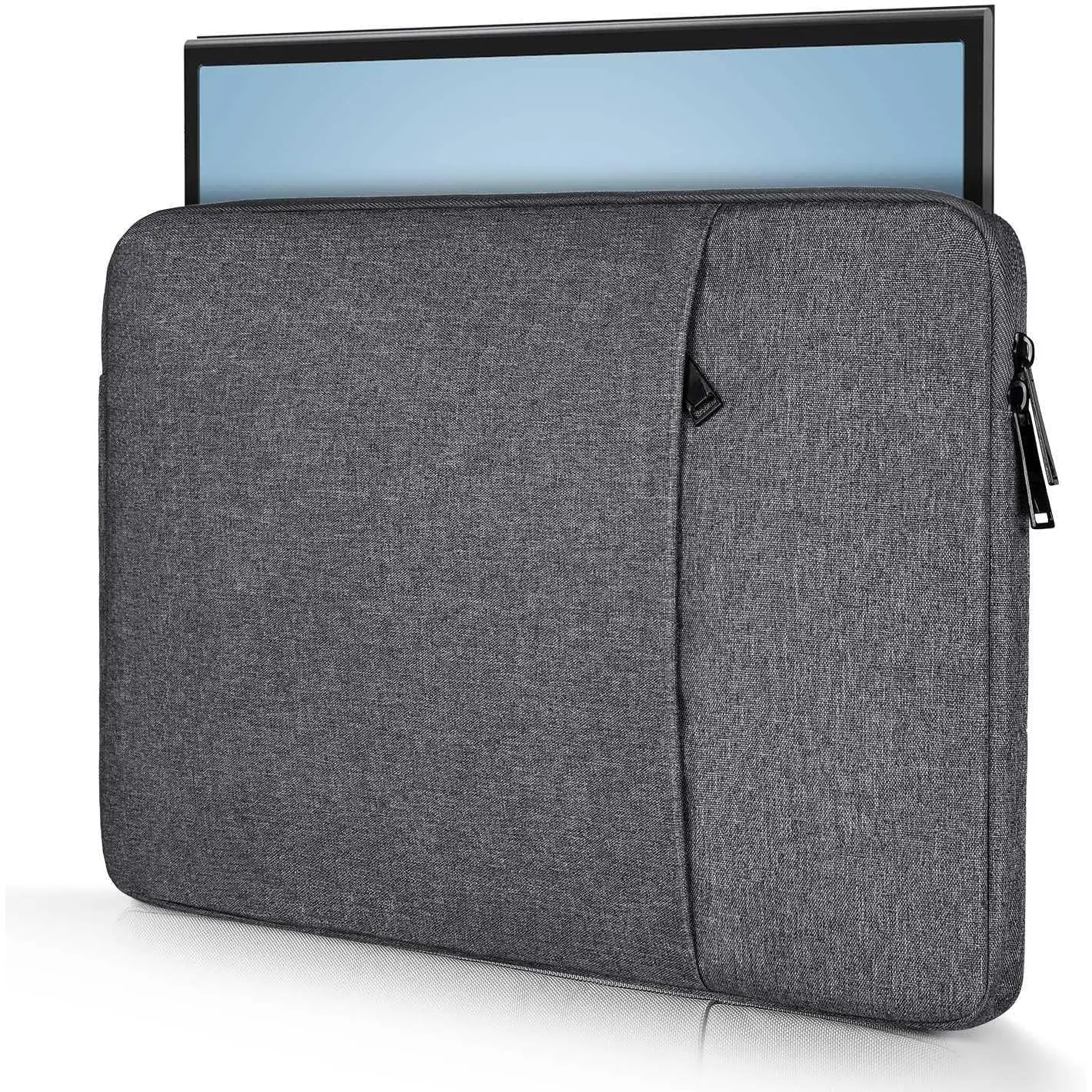 Space Grey Portable Shockproof Protective Sleeve Bag for 15.6-in Computers, 16-in/16.1-in Devices, 14.2x10.3x0.95-in & 15x10.8x1-in Gear, Fluffy Fleece Fabric, Anti-Static, Water Repellent, Front Pocket Storage, All-Round Protection, Smooth Zipper