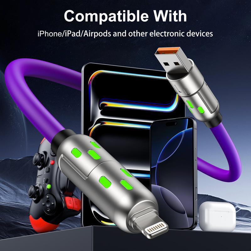 6.6FT 4-in-1 USB-C Cable, PD Fast Charging, Data Sync, EXAVON USB-A, Type-C, Lightning,  Aluminum, Compatible