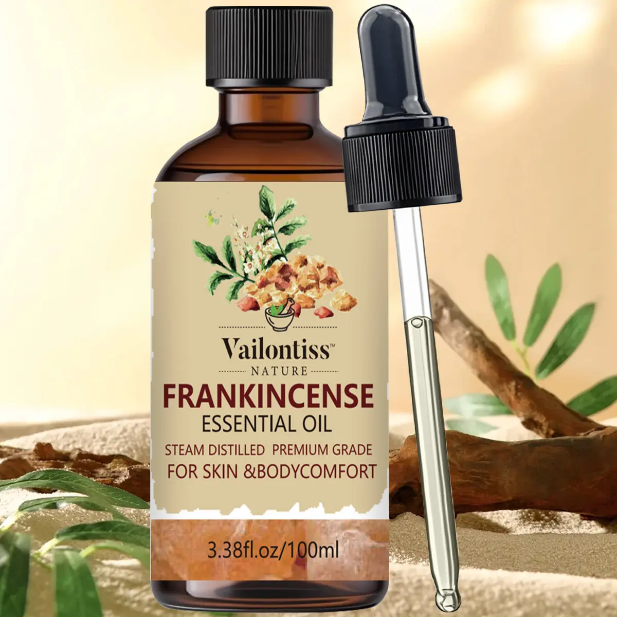 100ml Pure Frankincense Essential Oil, Natural Aroma Calming Body Massage Oil, Aromatherapy Body Oil for Face Hair Body Nail, Nourishing Fragrance Oil for Daily Skin Care, Scented Body Oil