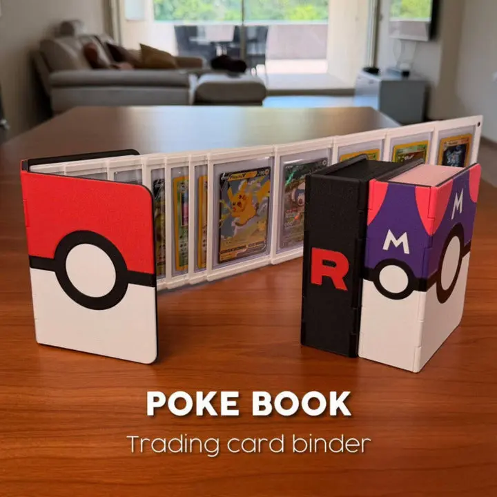 Poke Book TCG Binder w/ Magnetic Lid – Sliding Top Loader Card Storage (6 & 12 Page) | Pokémon Card Binder