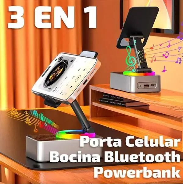 3-in-1 Magnetic Phone Stand with Speaker and Wireless Charger, Stretchable, Stable, Flexible, Outdoor & Desktop Wireless Microphone, Portable Phone Stand for Party Camping Speaker, Gift for Family and Friends