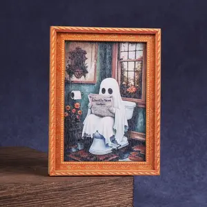 1PC Funny Ghost Pattern Refrigerator Magnet, Retro Frame Fridge Magnet, Creative Back Magnetic Decorative Magnet, Perfect Gift for Home Decoration, Spooky, Refrigerator Decorating Magnet, Funny Fridge Magnets