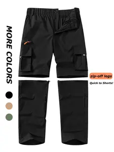 Men's Convertible Zip Off Cargo Pants, Outdoor Fishing Hiking Camping Travel Lightweight Quick Dry Work Pants, Spring Fall Casual Multi-Pocket Trousers, Casual Fitted Pants